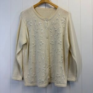 Vintage Graver Studio Grannycore Embellished Cardigan Women Size 1X Cottage Chic